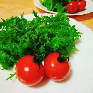 わさび菜とミニトマトのサラダ